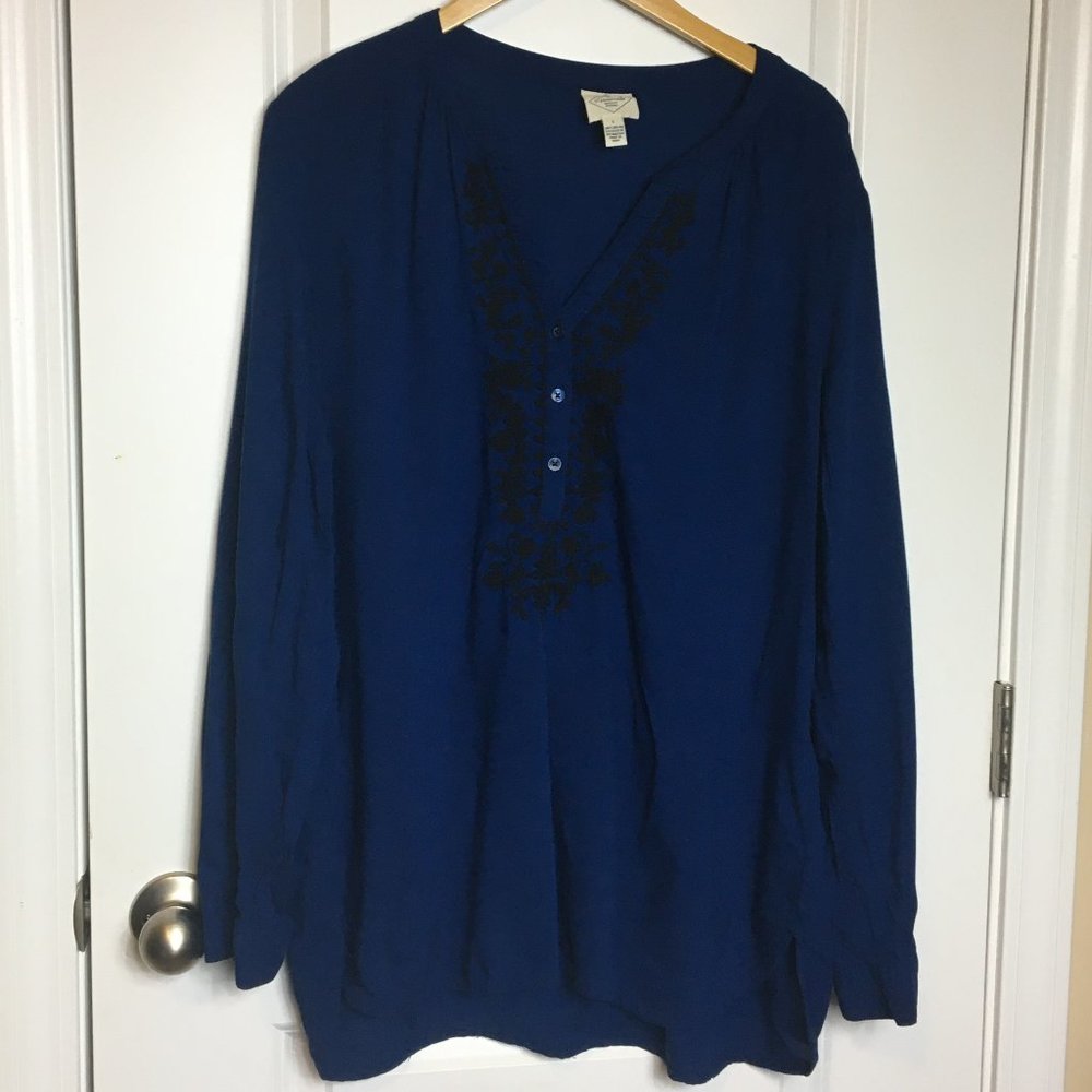 St. John's Bay Popover Embroidered Top Size L
